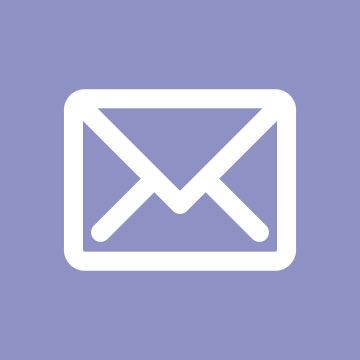 White envelope icon on a purple background.